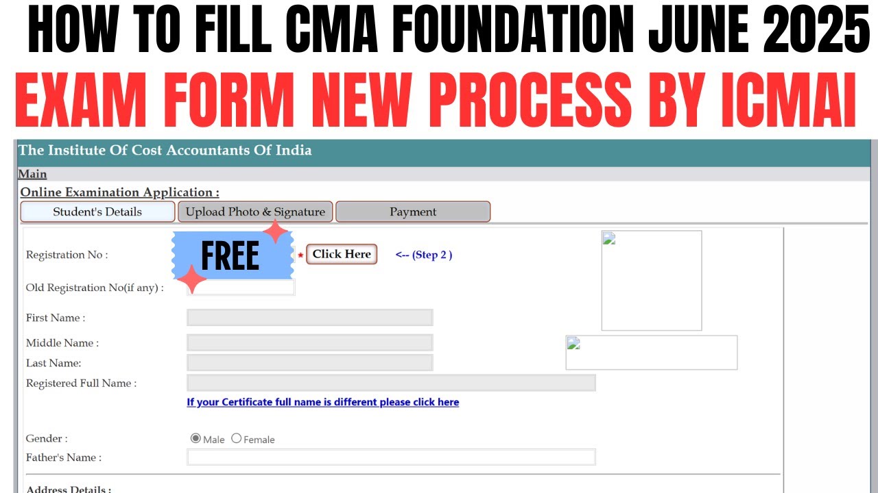 How to Fill CMA Foundation June 2025 Exam Form New Process by ICMAI | CMA Foundation Exam Form