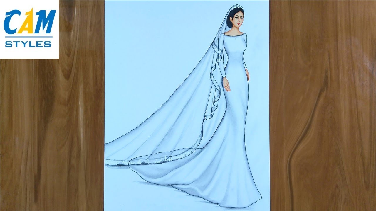 Wedding Dress Drawing | How to draw a wedding girl | Girl Drawing