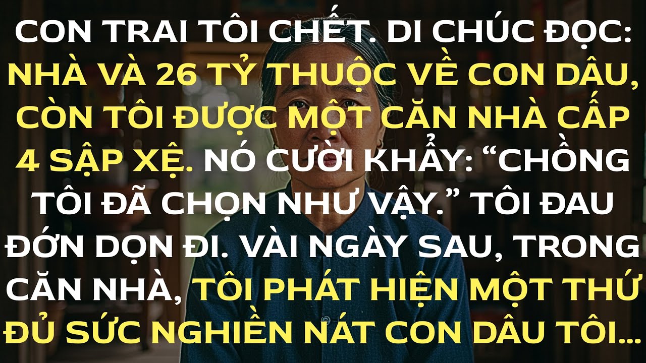 Con Trai Tôi Qua Đời, Để Lại Cho Con Dâu Tôi Căn Nhà Cùng 26 Tỷ. Còn Tôi, Lặng Lẽ Ôm Lấy Một Căn...