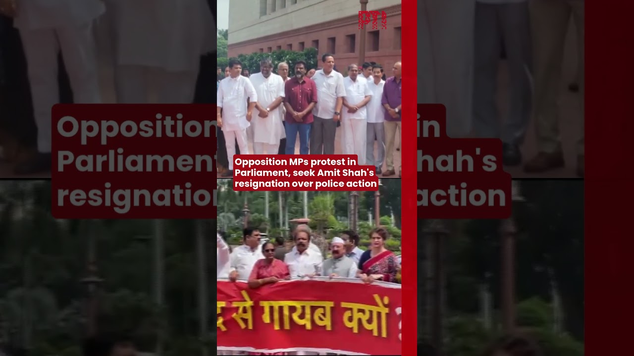 Opposition MPs protest in Parliament, seek Amit Shah's resignation over police action