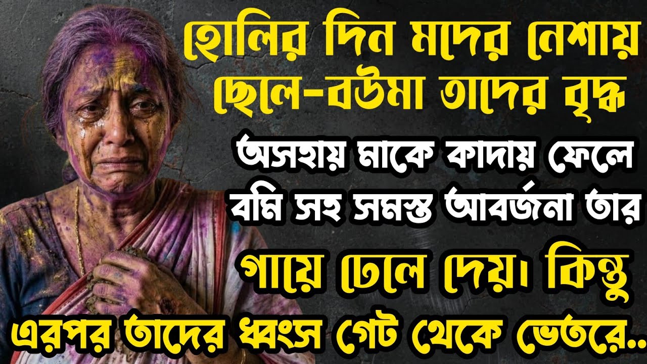 হোলির দিন মদের নেশায় ছেলে-বউমা বৃদ্ধ মাকে কাদায় ফেলে, বমি সহ সমস্ত আবর্জনা তার ওপর ফেলল। এরপর গেটে