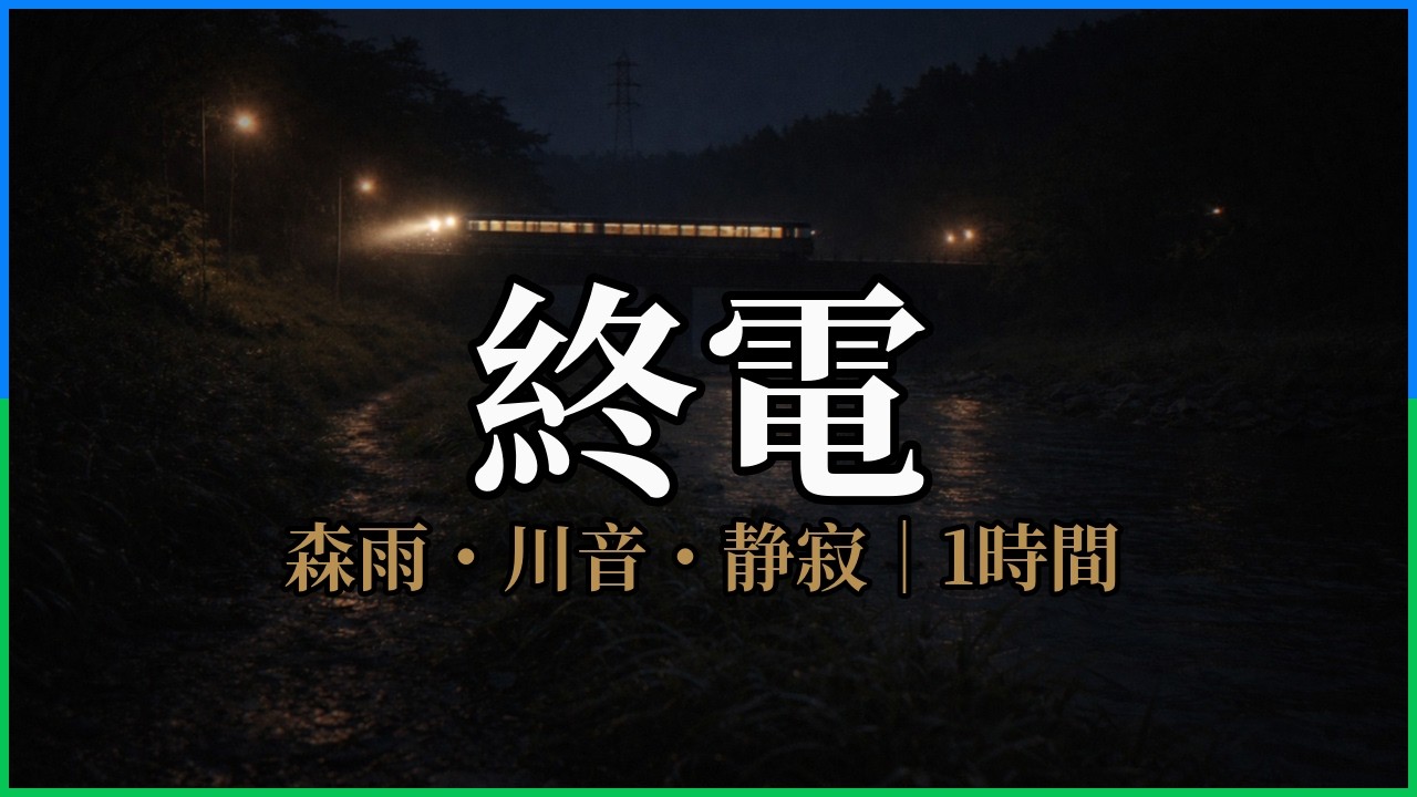 【森雨｜睡眠用BGM】終電の灯りと水音｜暗め・川音・静寂｜1時間