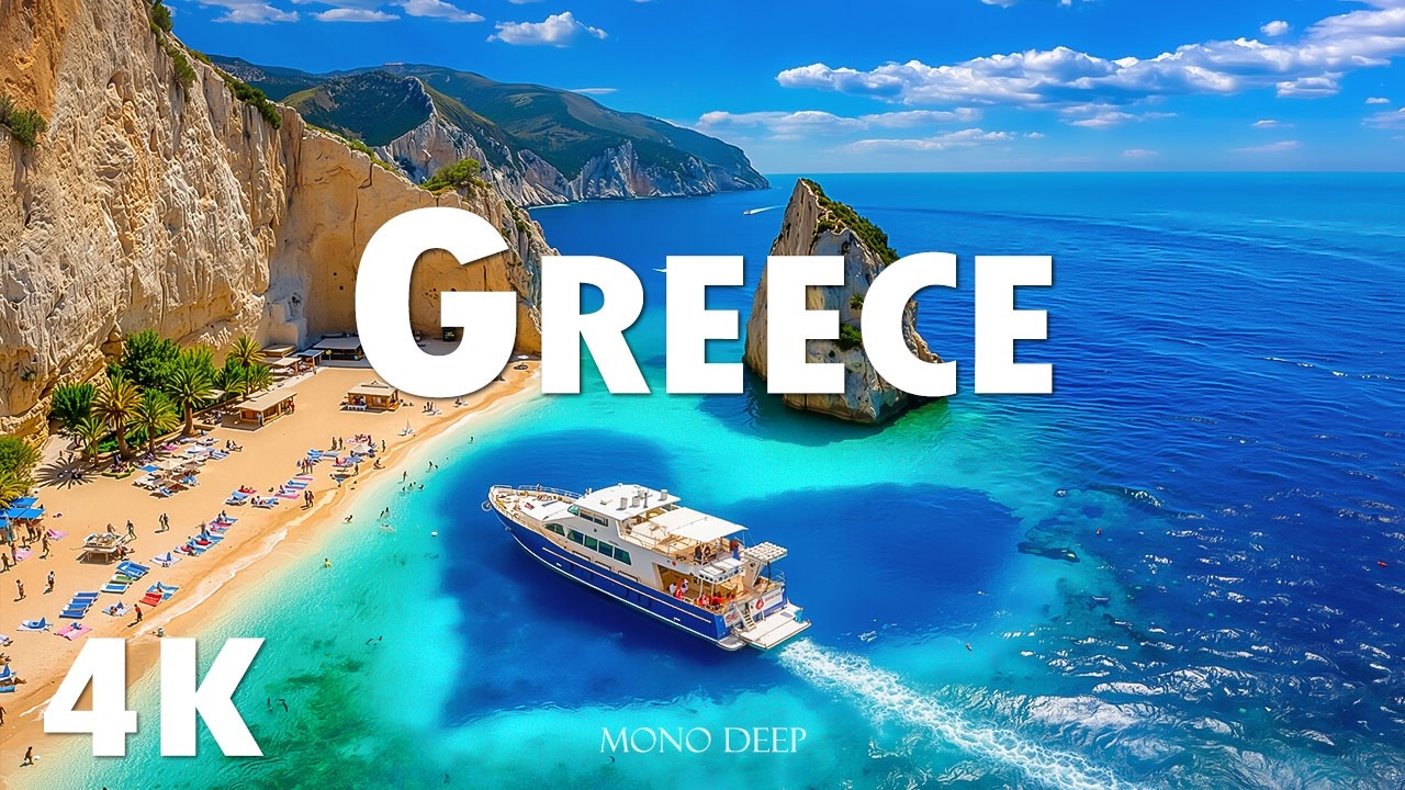 Greece 4K - Turquoise Waters and Dramatic Coastal Cliffs With Beautiful Videos with Deep House Chill