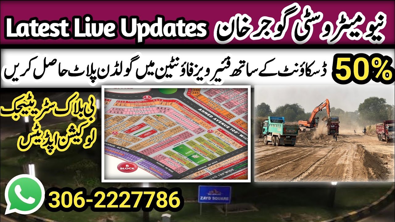 New Metro City Gujjar Khan Latest Updates | B Block Strategic Location Updates & Get 50% Discount 