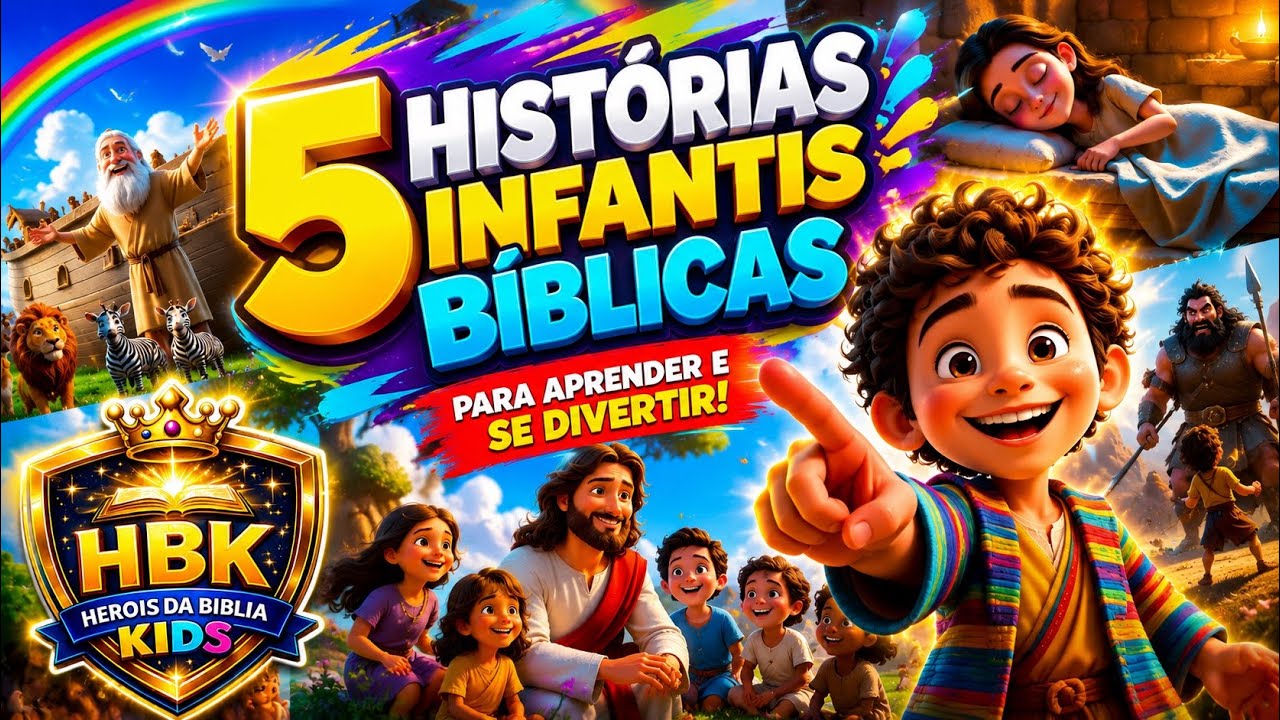 Cinco Histórias Infantis Bíblicas | Samuel; Jesus; José do Egito; Arca de Noé; 5 pães e 2 peixinhos