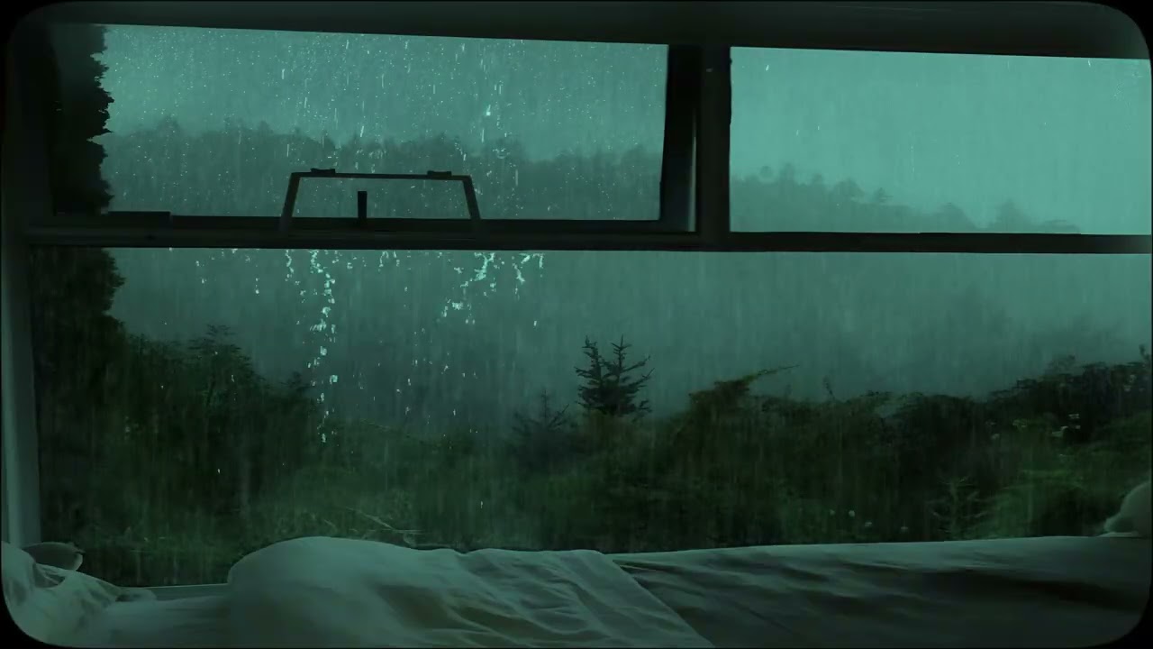 RELAXING RAIN IN THE WINDOW