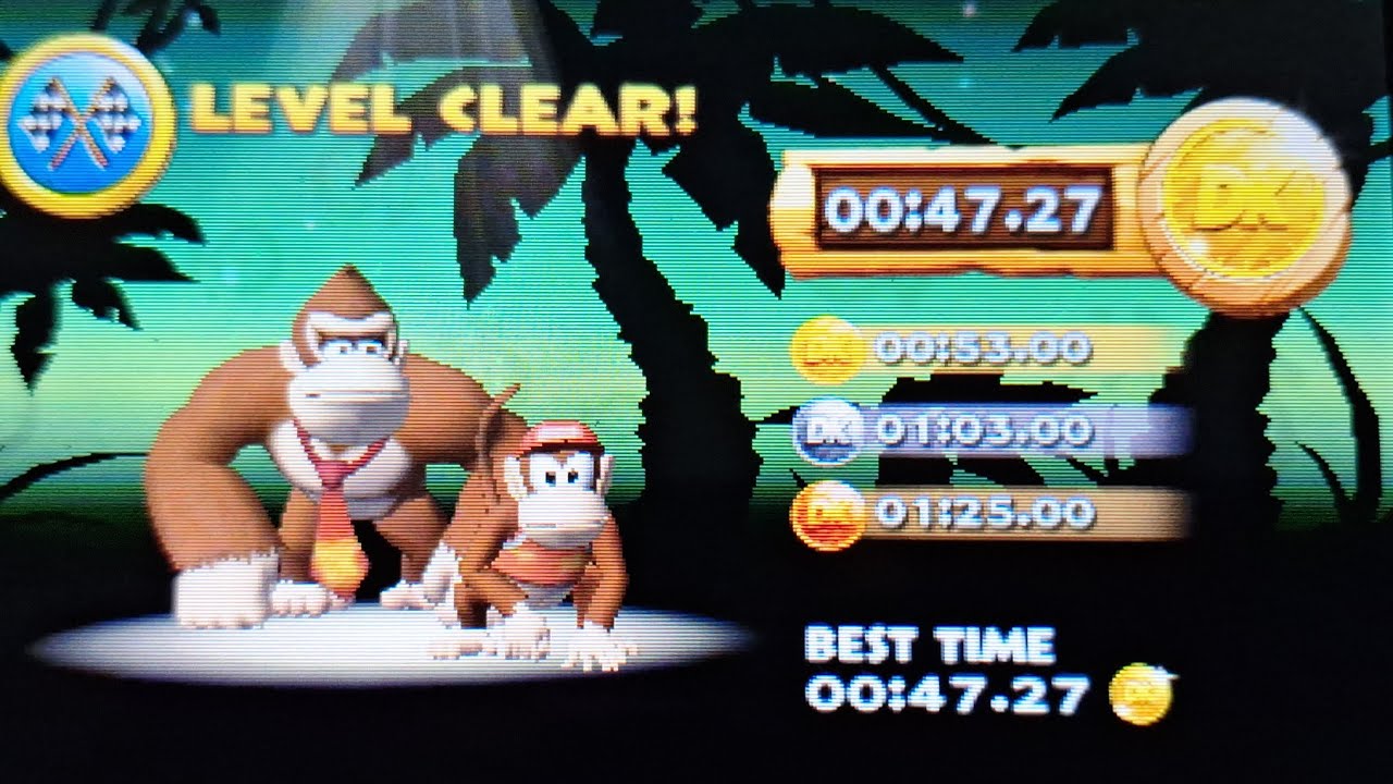DKCR 3D Time Attack - 1-4 Sunset Shore (Shiny Gold Medal) (00:47.27)
