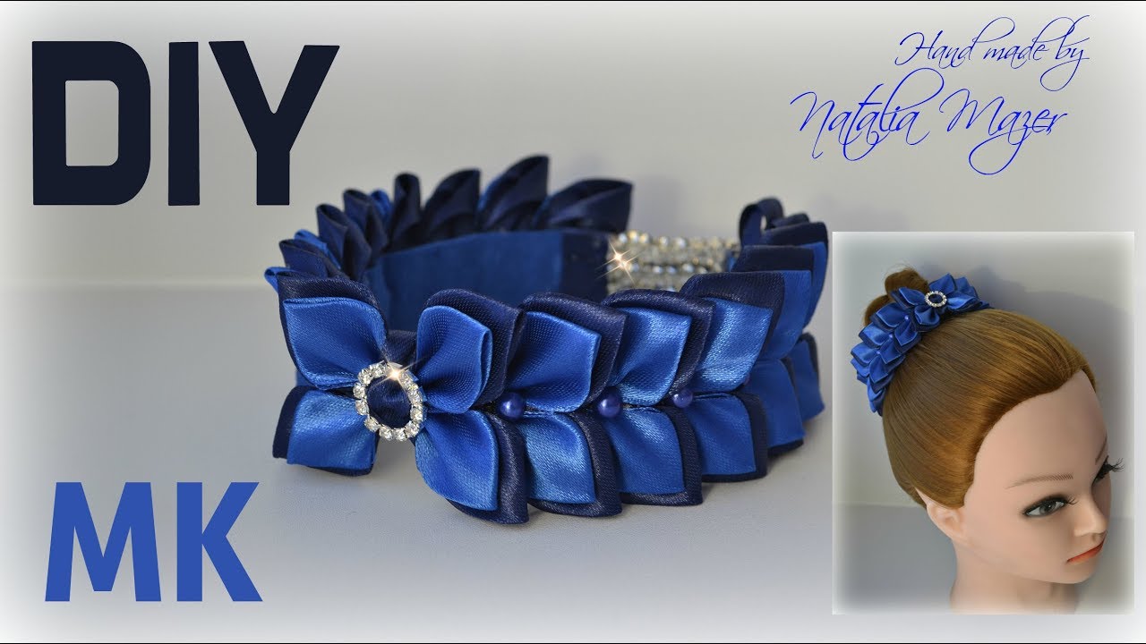 Резинка на Пучок Канзаши Мастер класс/ DIY Kanzashi tutorial