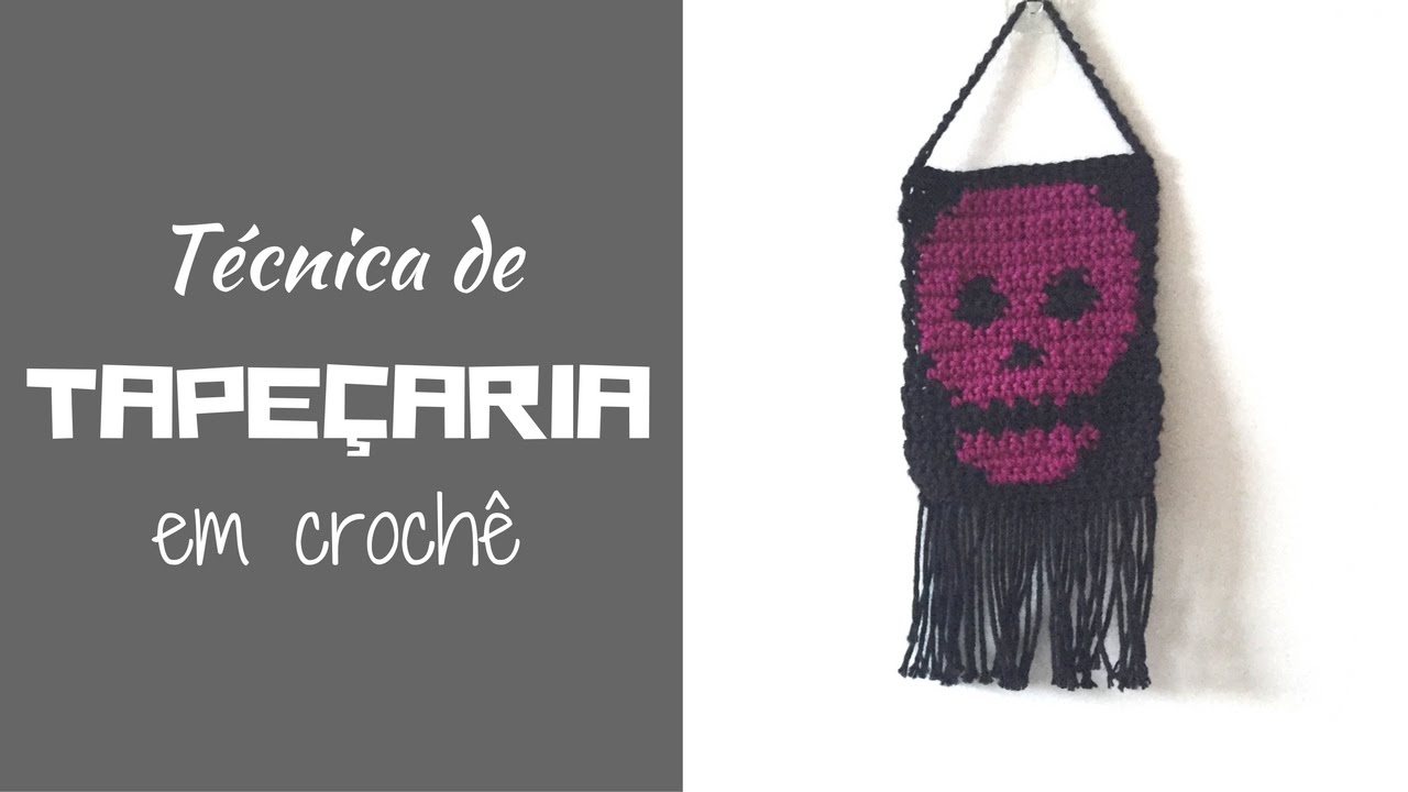 Caveira de crochê - Técnica de tapeçaria