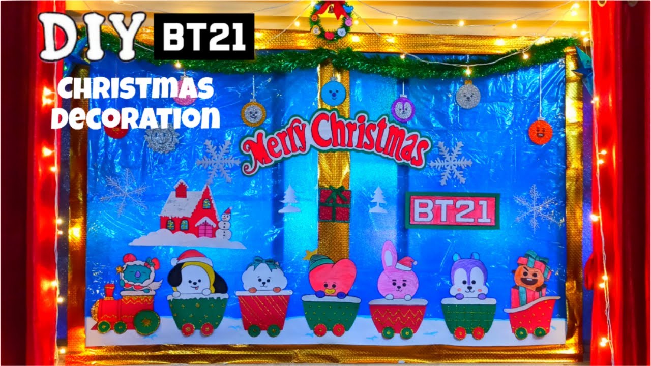 Budget Friendly BTS Bt21 Christmas decoration/Christmas Decoration Idea at home/BTS Army/Paper craft