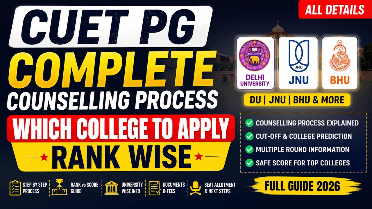CUET PG 2026 Counselling Process Explained Which Rank Gets Which College? Score vs Cutoff Full Guide