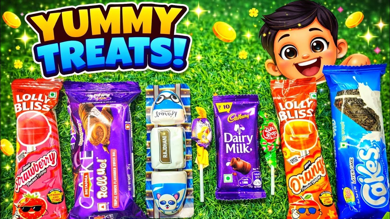 ASMR Most Popular Candys / some lots of colorful rainbow lollipop candy / unpacking chocolate eat