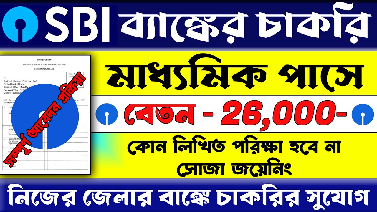 মাধ্যমিক পাশে SBI ব্যাংকের চাকরির সুযোগ মিস করবেন না | SBI Bank New Recruitment 2025