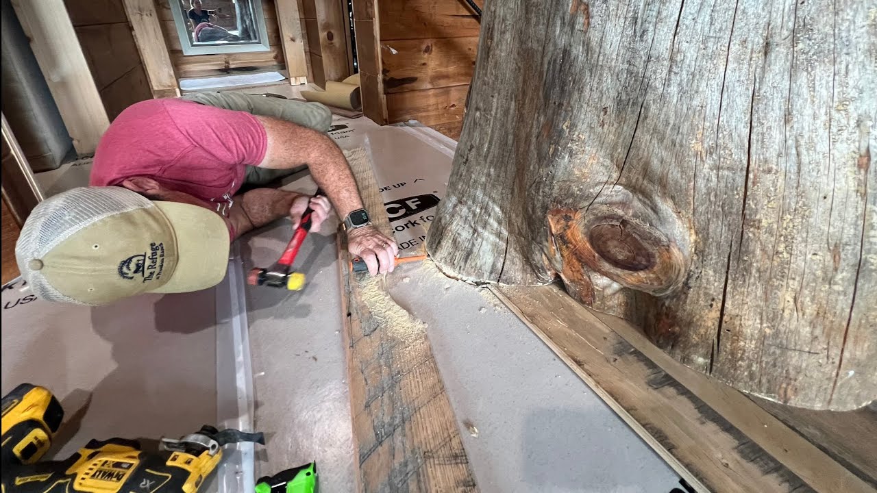 Installing Reclaimed Hardwood Flooring | Log Home Build