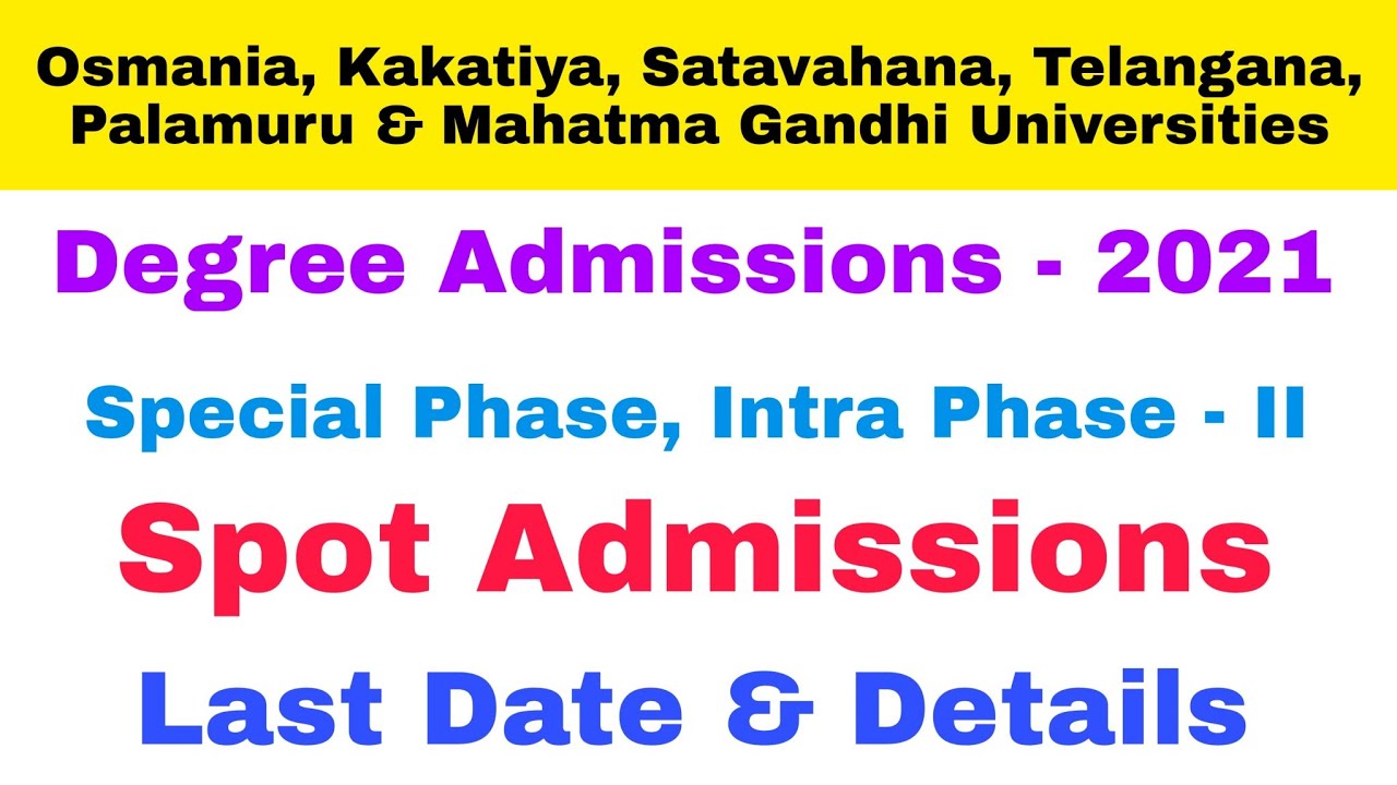 Update | Degree Admissions 2021 | OU KU PU MGU SU TU