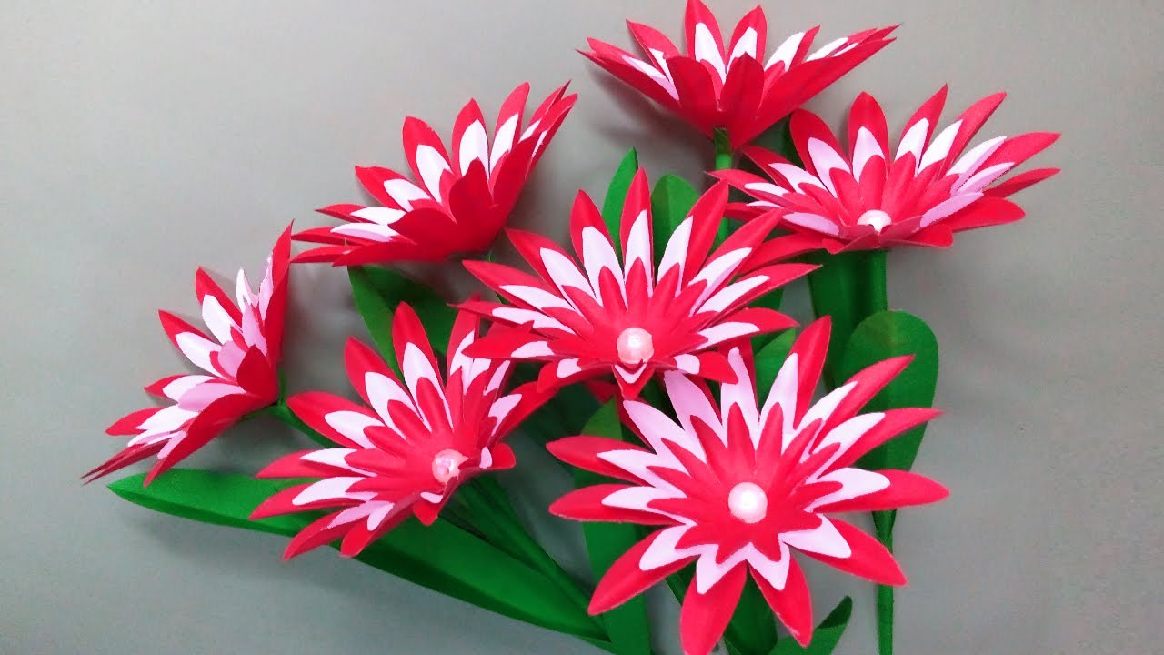 Paper flowers decoration easy | Flower making with paper | Home decorating ideas