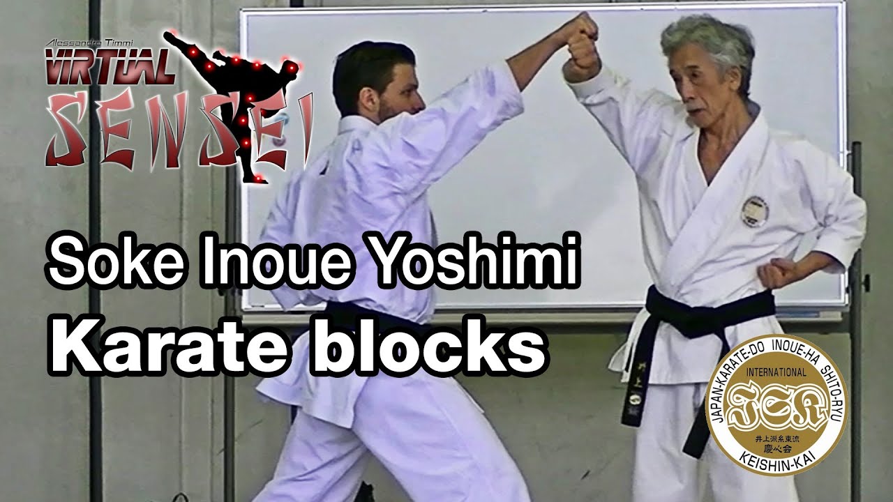 Soke Inoue Yoshimi teaching karate blocks - Summer Camp 2013