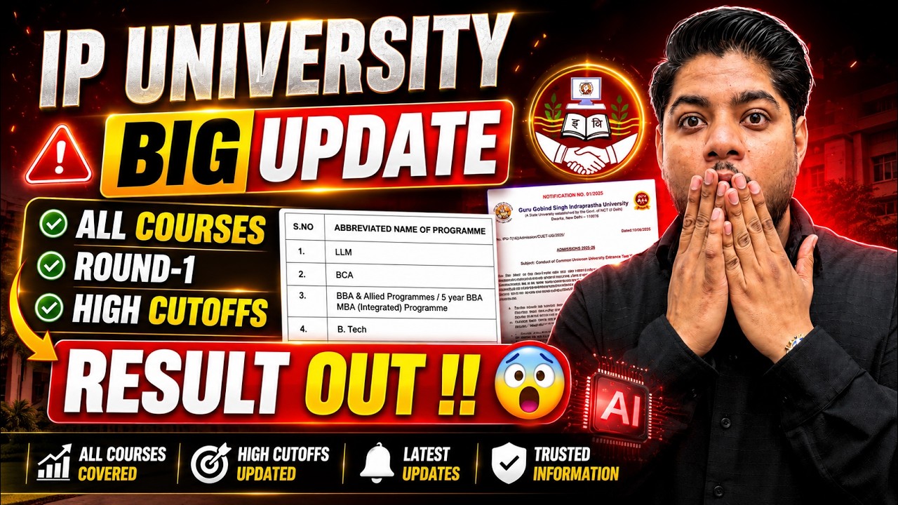 BIG UPDATE - IP University Round -1 Result Declared !! ALL COURSES Online Counselling GGSIPU 2026