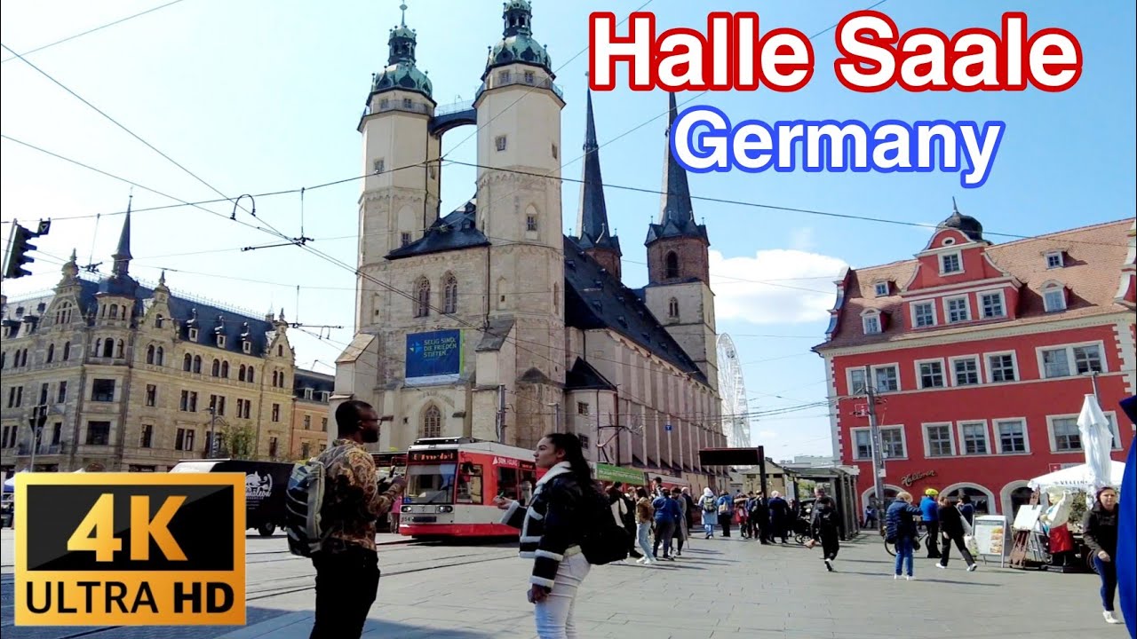 Halle Saale Germany, 4K-60fps the Best, Walking Tour - 2022 - M2CityTour