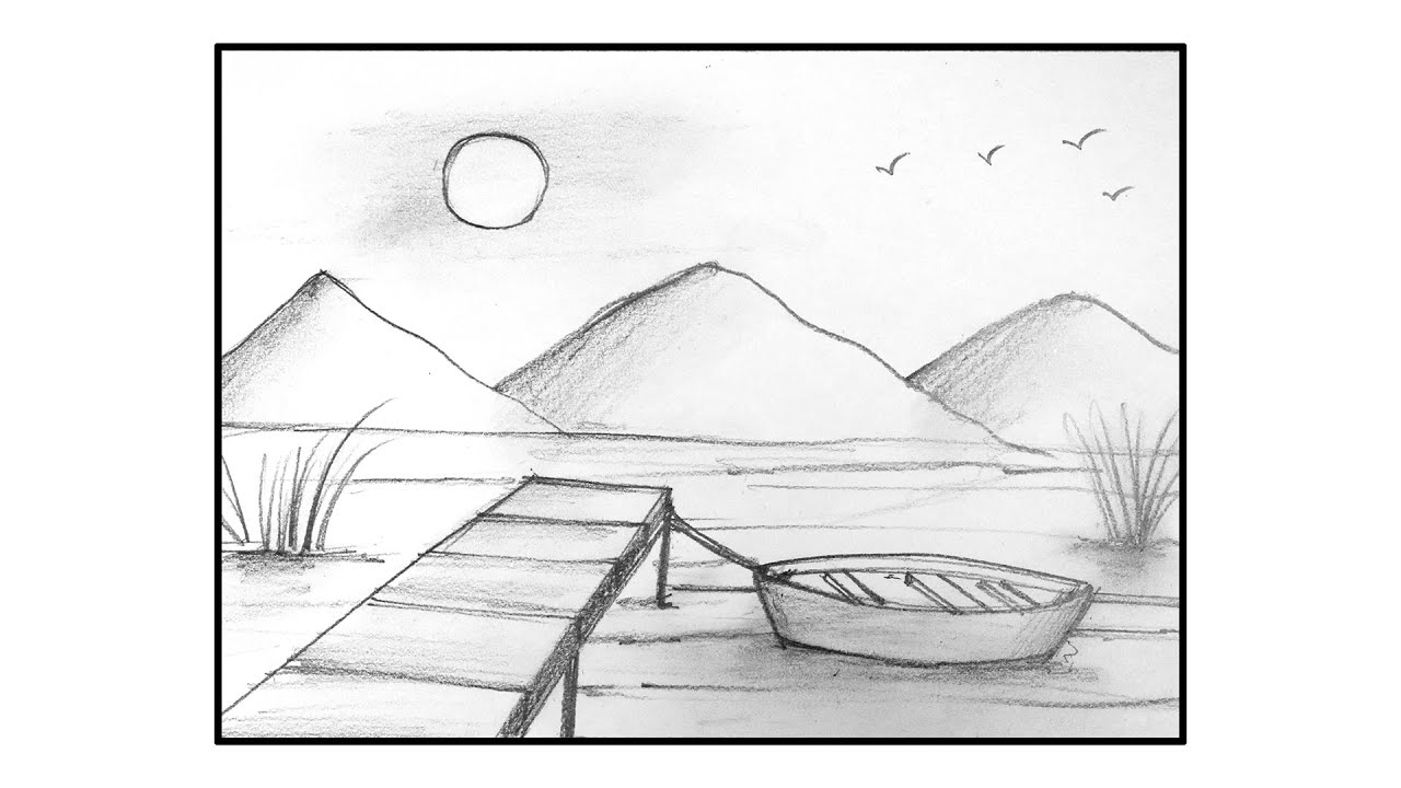 Serene Lakeside Sketch: Peaceful Pencil Art Tutorial