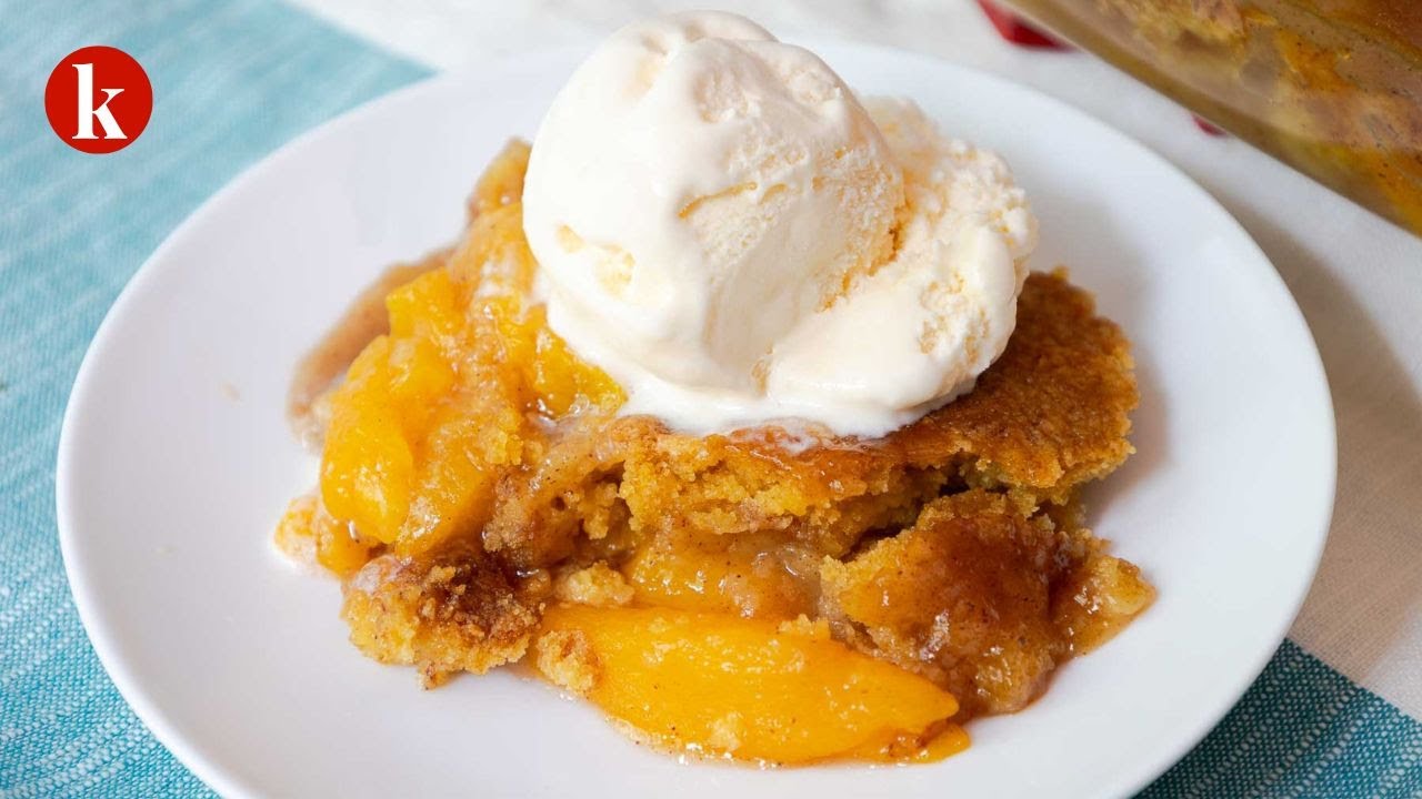 4-Ingredient Peach Cobbler with Cake Mix (and Canned Peaches)