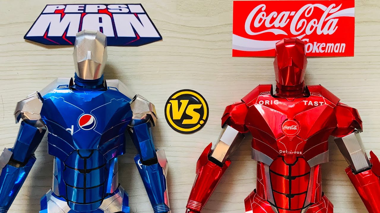 Homemade Armored Pepsiman VS CocaColaMan Using Soda Cans | Save Those Cans♻️