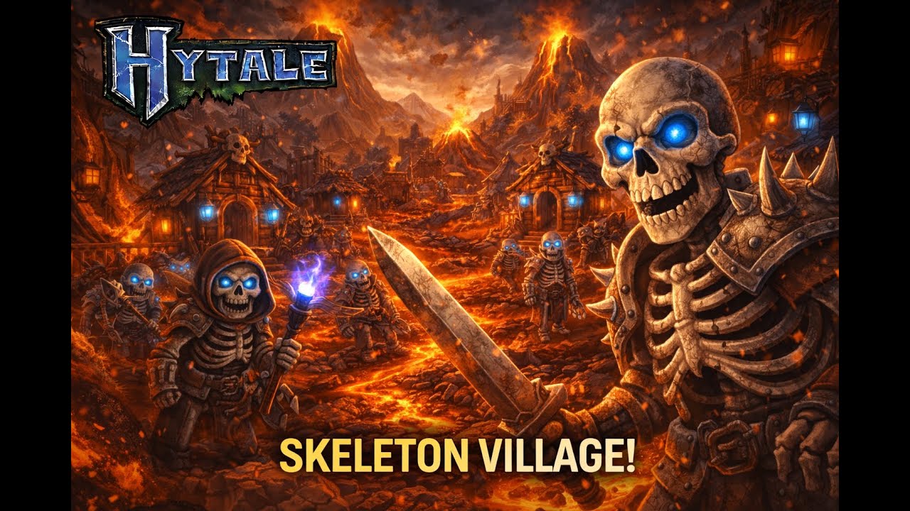 Hytale | Skeleton Village on the Lava Island With Blue Eyes | No Commentary