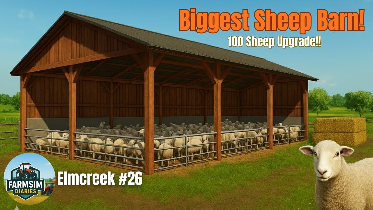 Biggest Sheep Barn! 100 Sheep Expansion | FS22 : Elmcreek Start From Scratch Part 26