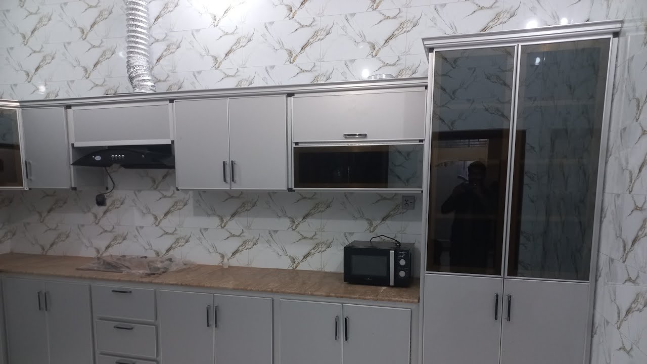 modern design of aluminium kitchen cabinets silver colors check this video