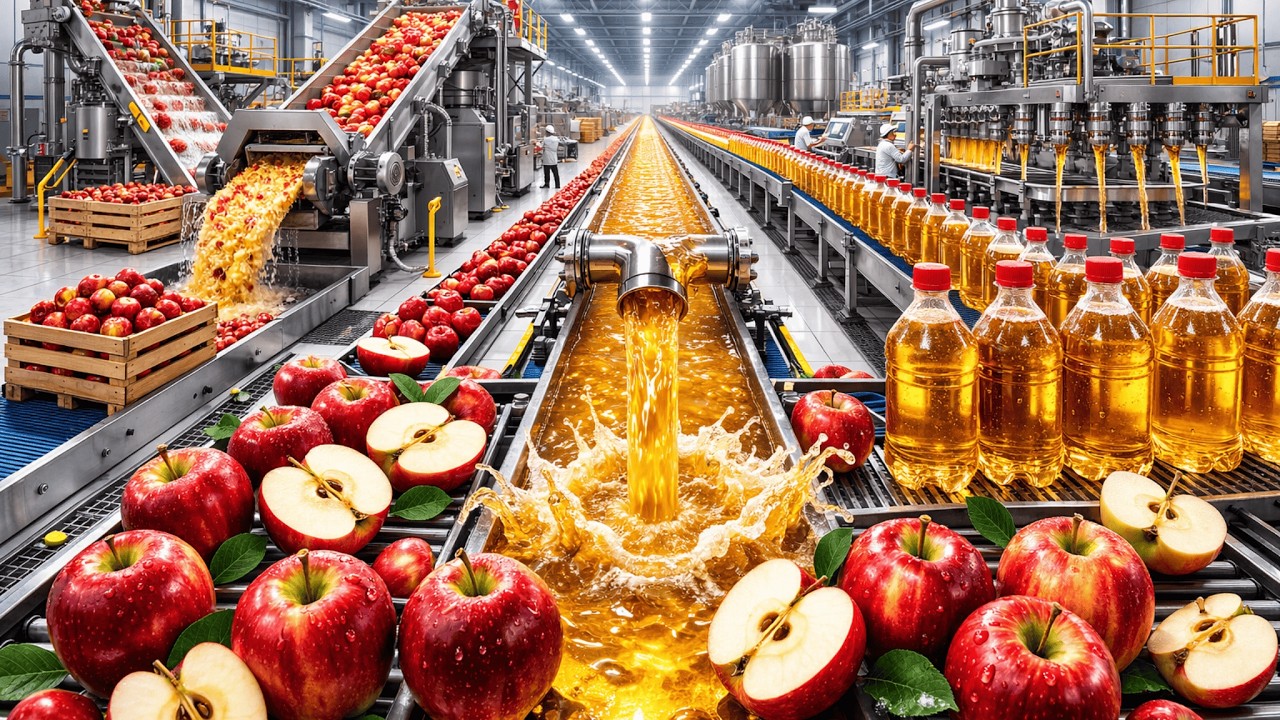 Cómo se produce el JUGO DE MANZANA | La MEGAFÁBRICA que procesa TONELADAS cada hora