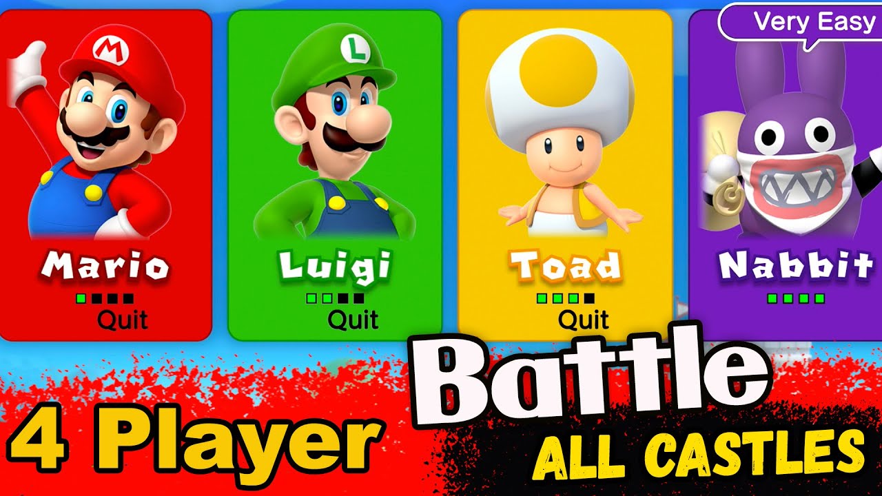 New Super Mario Bros. U Deluxe Coin Battle – All Castles | 4 Player (Multiplayer)