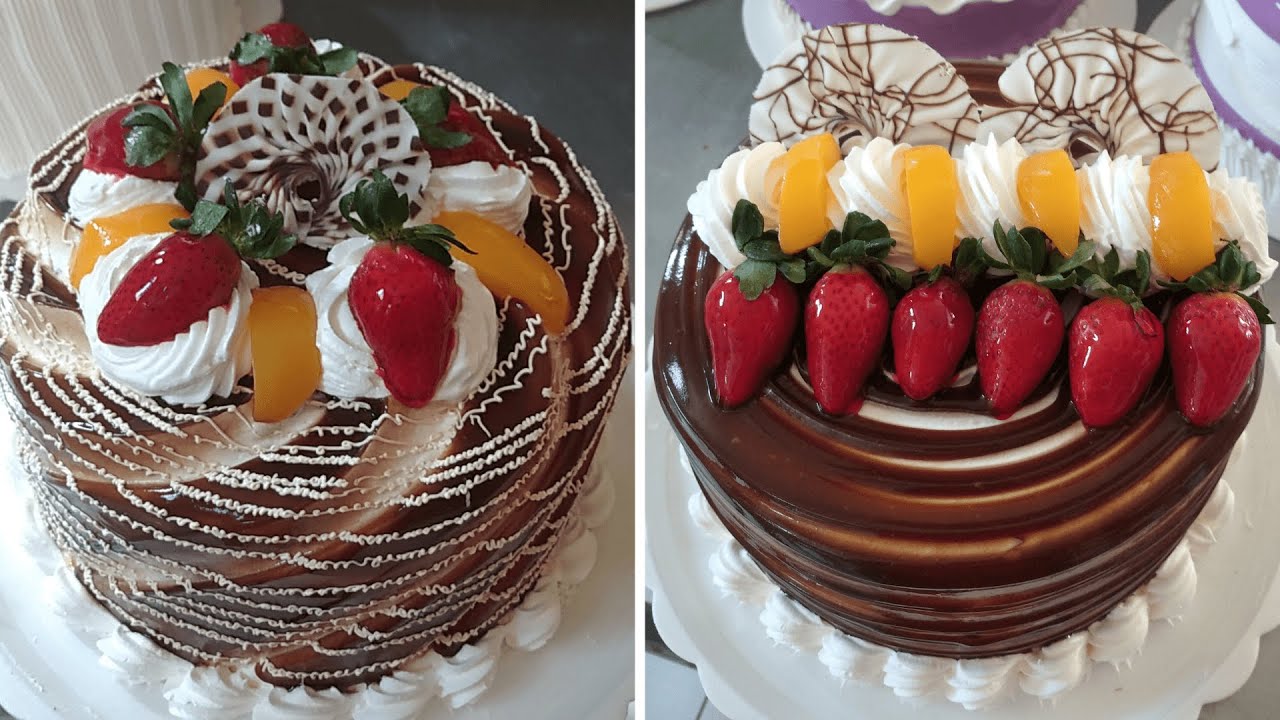 Aprende a decorar estos pasteles de chocolate son geniales | pastel de chocolate con frutas