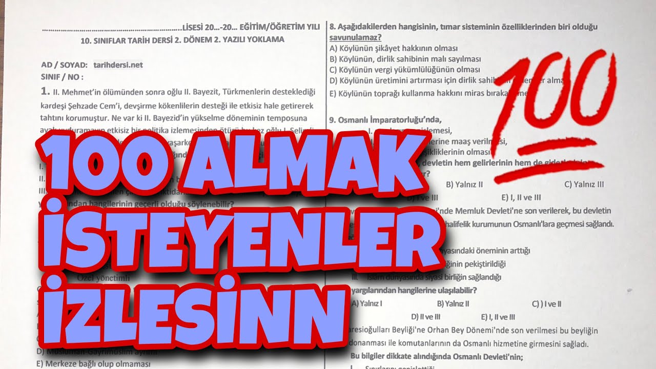 10.Sınıf Tarih 2.Dönem 2.Yazılı