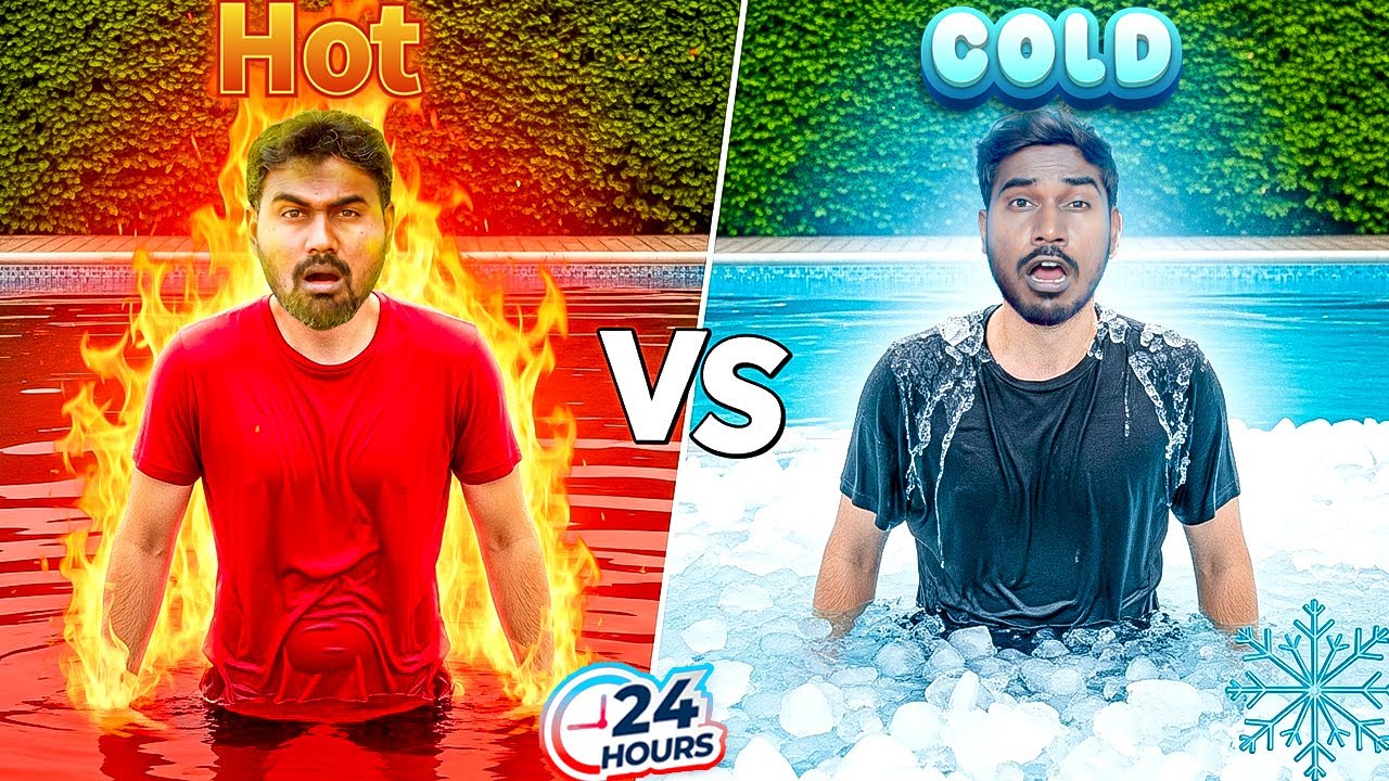 I Tried EXTREME Hot and Cold Swimming Pool Challenge for 24 Hours