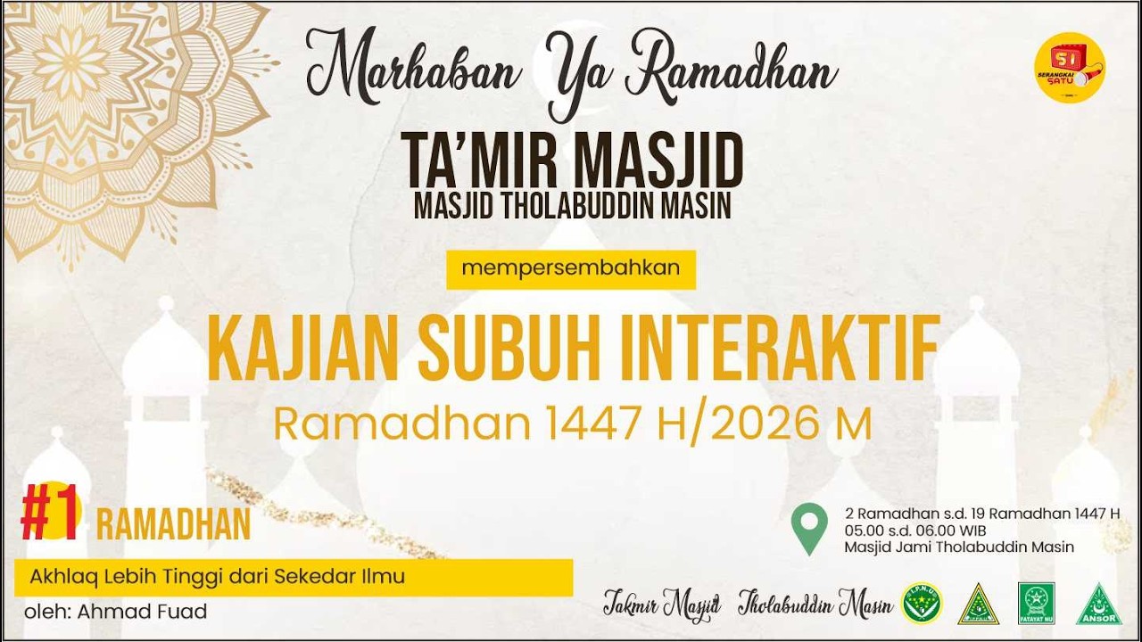 LIVE KULIAH SUBUH MASJID JAMI THOLABUDDIN MASIN #1