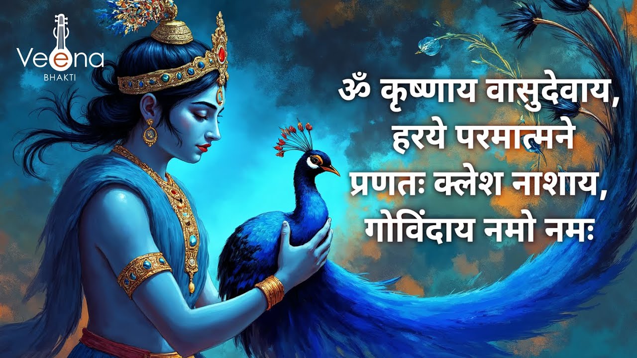 Peaceful Krishna Mantra - ॐ कृष्णाय वासुदेवाय, हरये परमात्मने 108 Times I Veena Bhakti