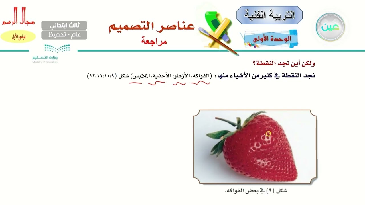 عناصر التصميم - التربية الفنية - ثالث ابتدائي