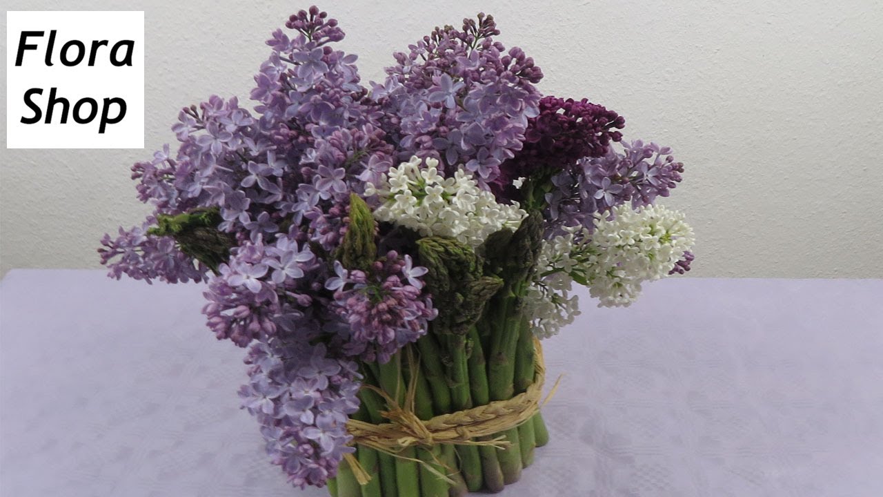 Blumendekoration mit Spargelzeit und Flieder ❁ Blumengesteck selber machen Anleitung ❁ Flora-Shop