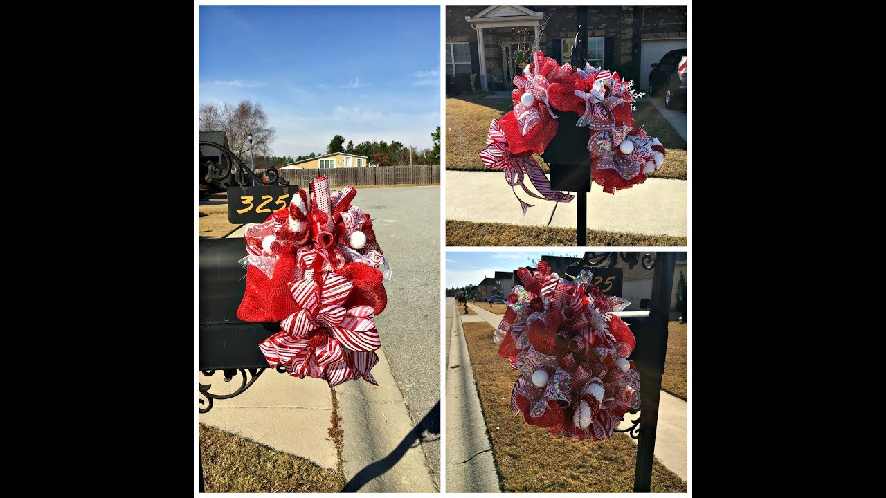 Christmas Deco mesh Centerpiece or Mailbox Decoration