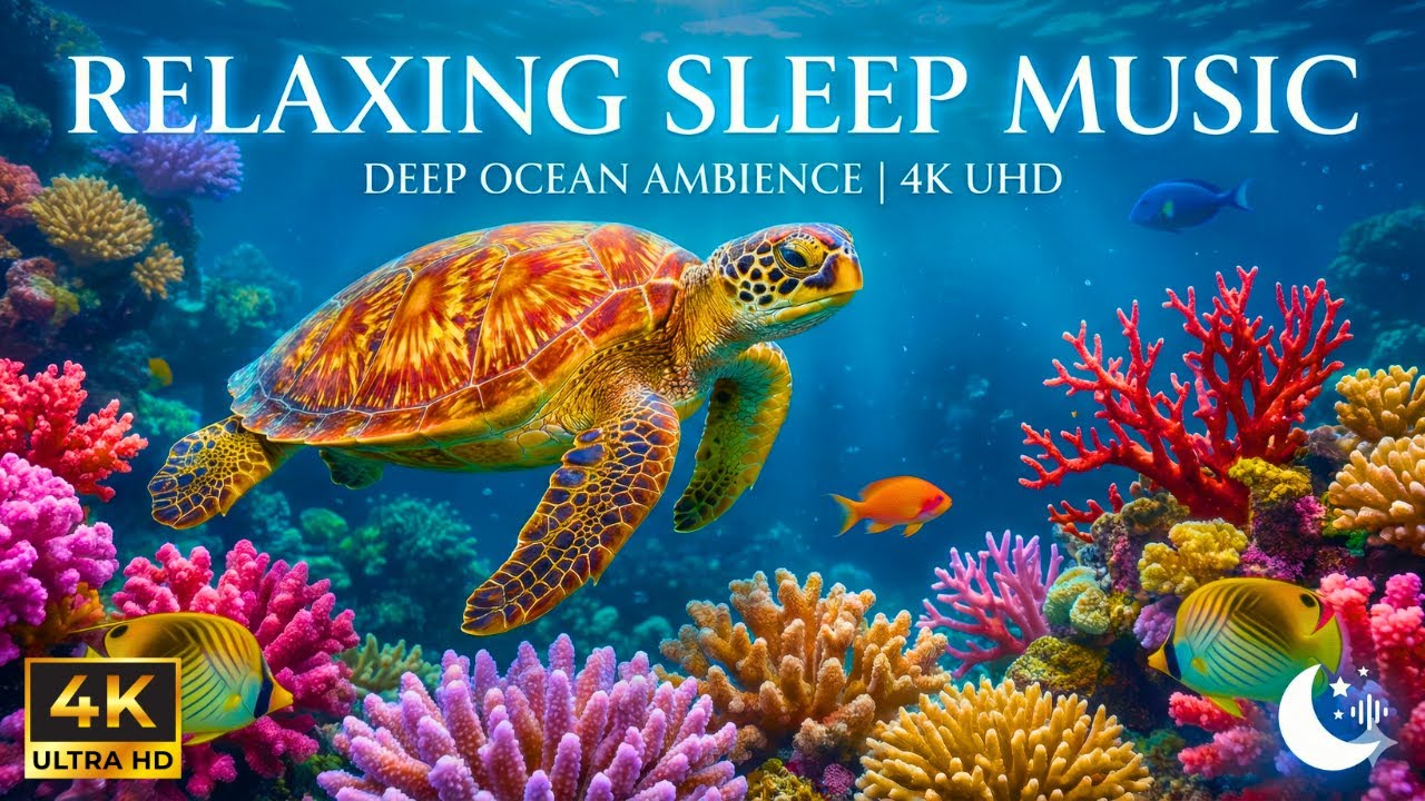 4K Deep Ocean Sleep Music 🌊 Underwater Relaxation & Calming Piano for Night Meditation