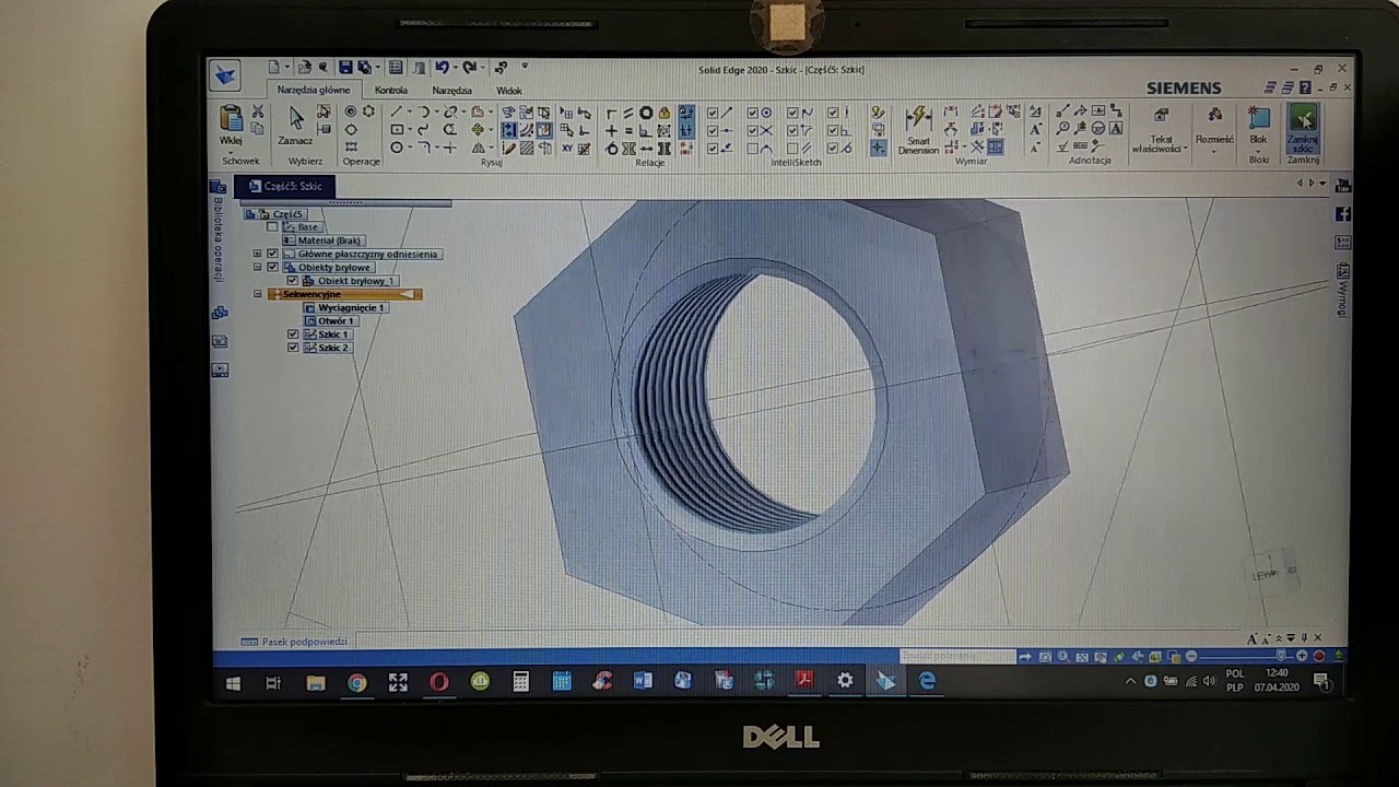SolidEdge model z egzaminu praktycznego M44 z 2020 roku