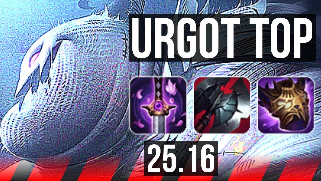 URGOT vs YASUO (TOP) | 8 solo kills, Godlike | KR Master | 25.16