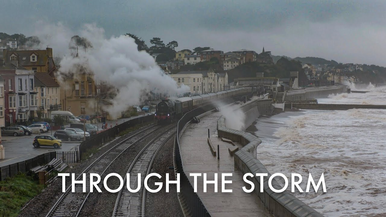 46100 Royal Scot takes on Storm Babet at Dawlish with the final English Riviera Express - 2023