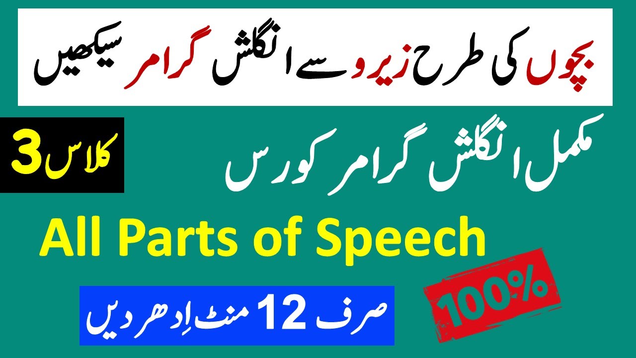Learn English Grammar Like Kids | All Parts of Speech with Examples in Urdu - Class 3 | @AQ English