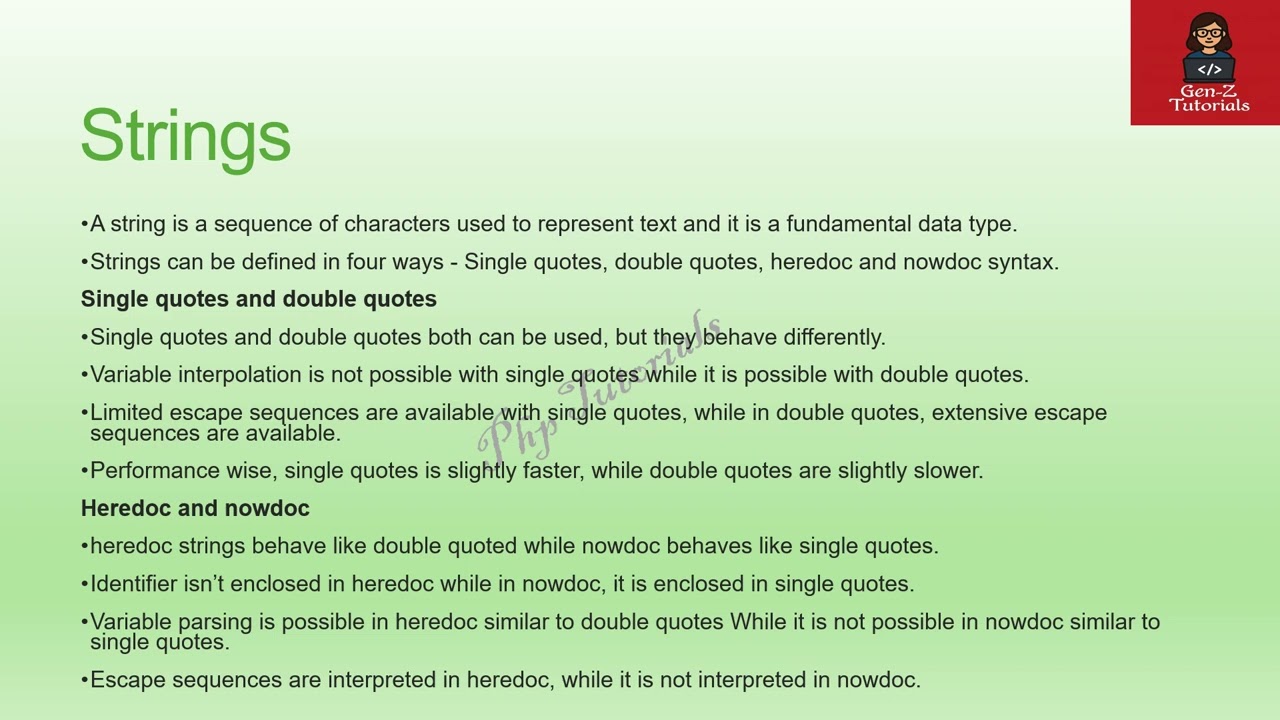 PHP – Constants & Strings