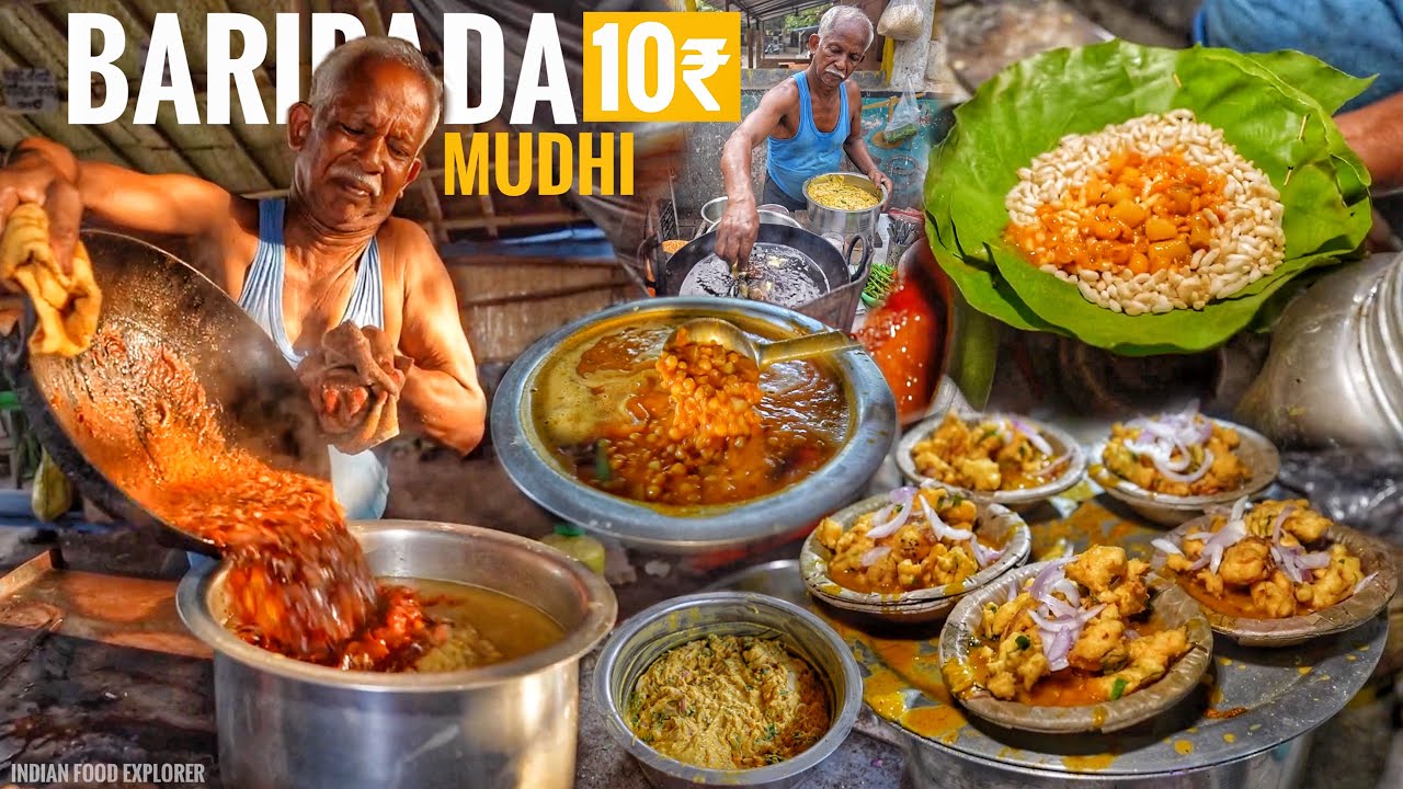 10₹ Only | Mayurbhanj Famous Bulu Mausa Pakodi & Matar Curry with Mudhi | Street Food
