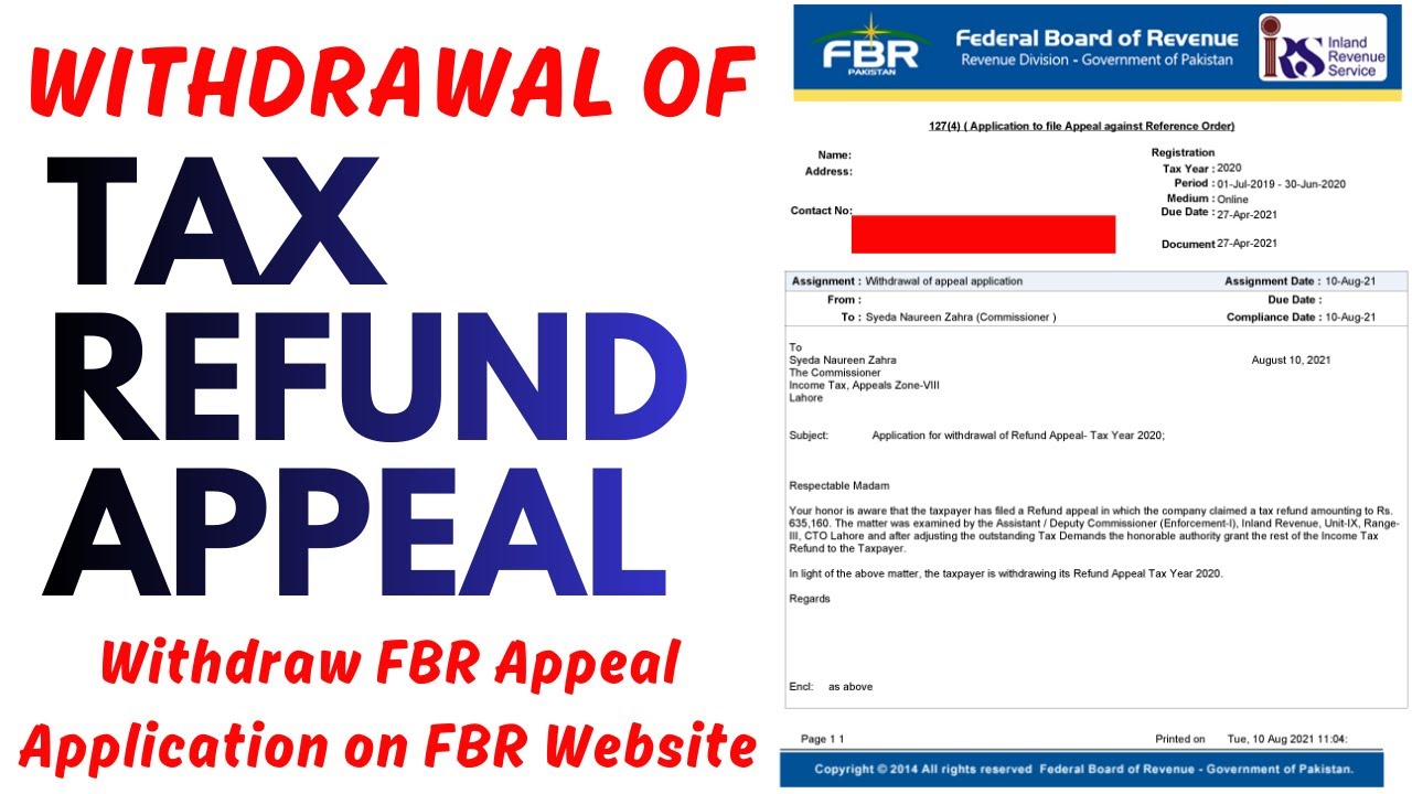 Withdrawal of Tax Refund Appeal Application | Withdraw FBR Appeal Application on FBR Website #fbr