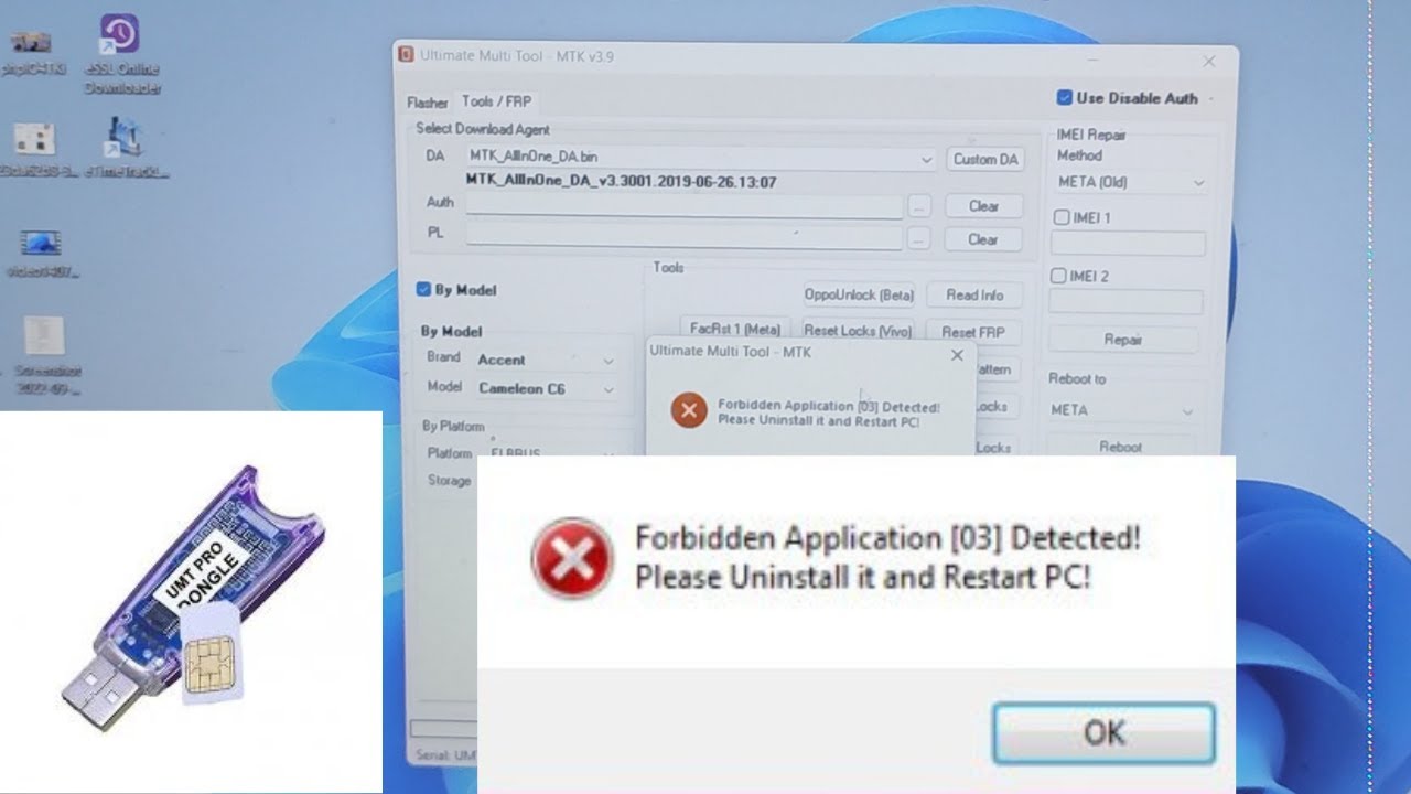 umt error forbidden application 03 detected Solution #umt dongle