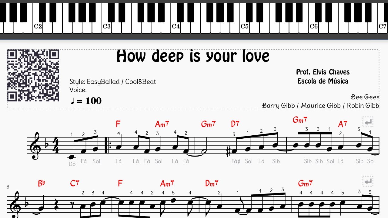 🎼 How deep is your love - 2585 - Bee Gees - Tutorial Partitura Fácil 2