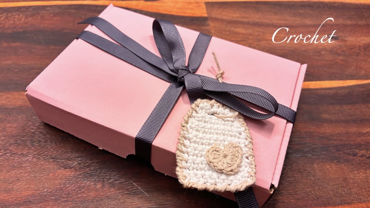 Crochet Gift Tag with Heart 🤍 Cottagecore Crochet Tutorial 🤍 Easy & Handmade 🤍 Hæklet gavemærke
